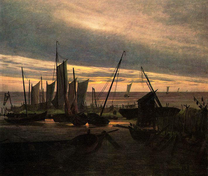 Caspar David Friedrich Schiffe im Hafen am Abend (Nach Sonnenuntergang)